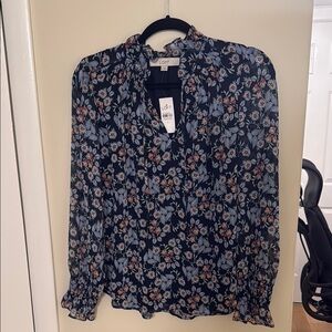 LOFT Floral Print Women's Top - Blue and Red